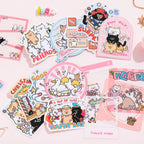 Kitten Mail Junk Journal Kit die-cut stickers and cards with cute cat characters and cheerful pink details