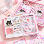 Kitten Mail Junk Journal Kit memo and sticker pages arranged with cute cat details for journaling