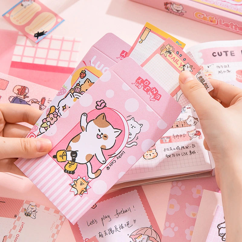 Kitten Mail Junk Journal Kit memo sheets and pink cat-themed paper pieces for journal pages