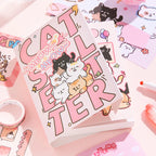 Kitten Mail Junk Journal Kit notebook cover with bold cat lettering and pink paper craft supplies