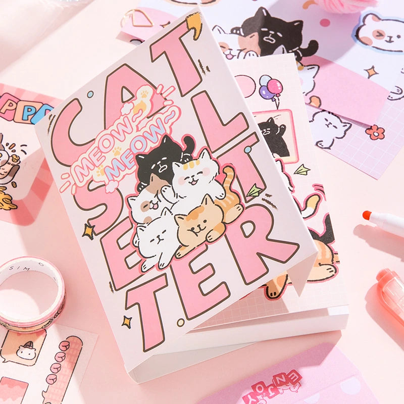 Kitten Mail Junk Journal Kit notebook cover with bold cat lettering and pink paper craft supplies