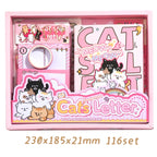 Kitten Mail Junk Journal Kit packaged size overview showing the pink cat-themed journal kit and set dimensions