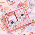 Packaged Kitten Mail Junk Journal Kit with pink cat-themed papers, stickers, cards, and journaling supplies