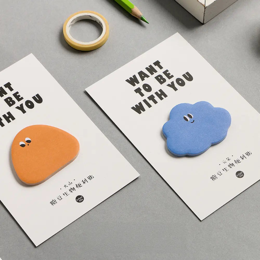 Little Blob Characters sticky notes assortment showing six character shapes for creative planning and journaling.