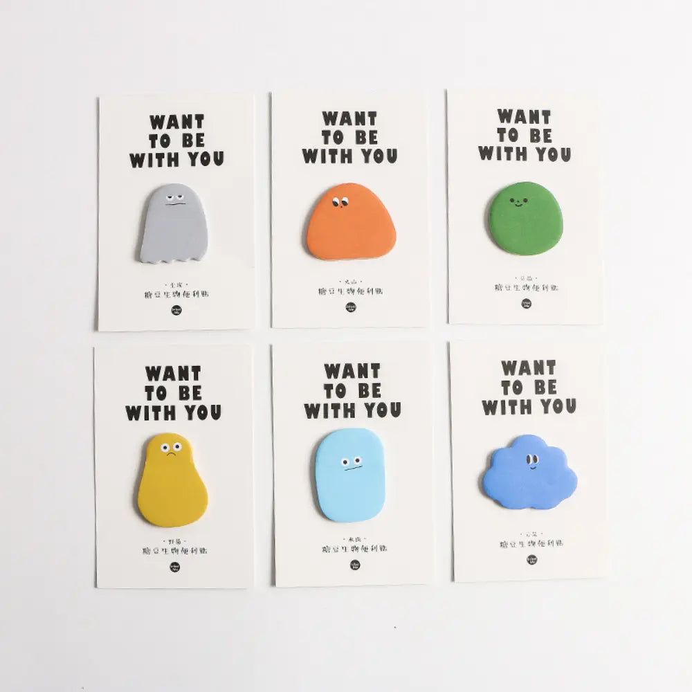 Little Blob Characters sticky notes in use as planner markers, scrapbook labels, and playful journal notes.