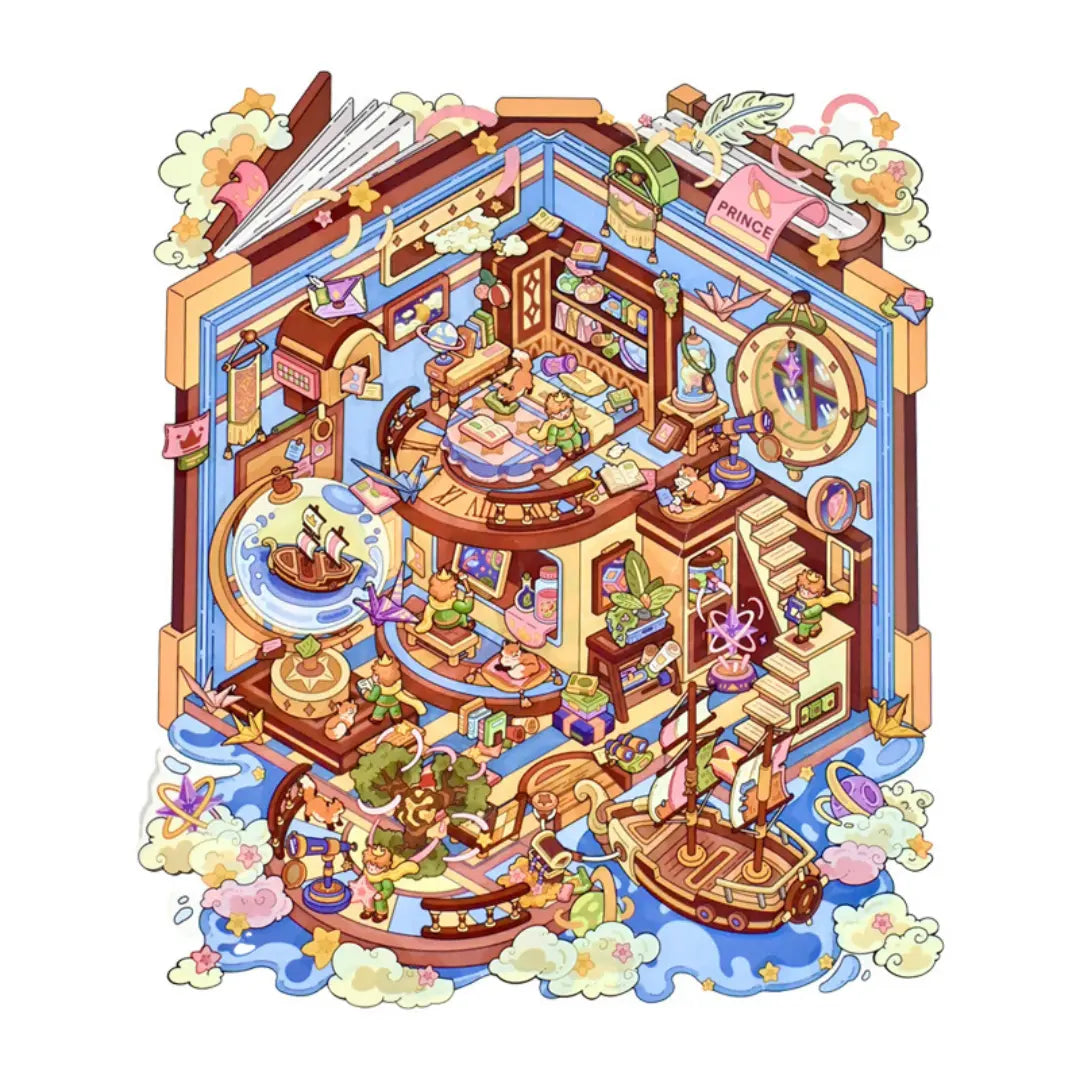 Two styles included in the Little Prince 3D scene sticker kit set on white background