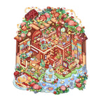 Little Prince Rose Garden 3D scene sticker style with roses and miniature house details