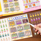 Ice cream vending machine scene card with popsicle stickers and food display details