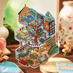 Magic Old House 3D Scene Sticker Kit finished display showing a layered miniature old house scene