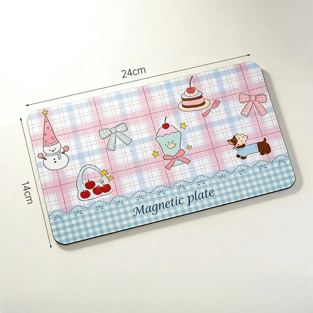 Magnetic tweezer storage board with pastel design measuring 24 by 14 cm