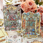Memory Restoration Bureau and The Vanished Ballroom scene sticker kit with two vintage mystery scene displays