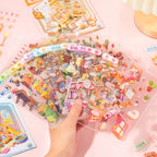 Die-cut PET sticker sheets for Mini House Builder 3D Scene Sticker Book with room furniture and decoration pieces