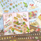 Finished Romantic Flower Shop 3D scene card with flower stickers and mini shop details