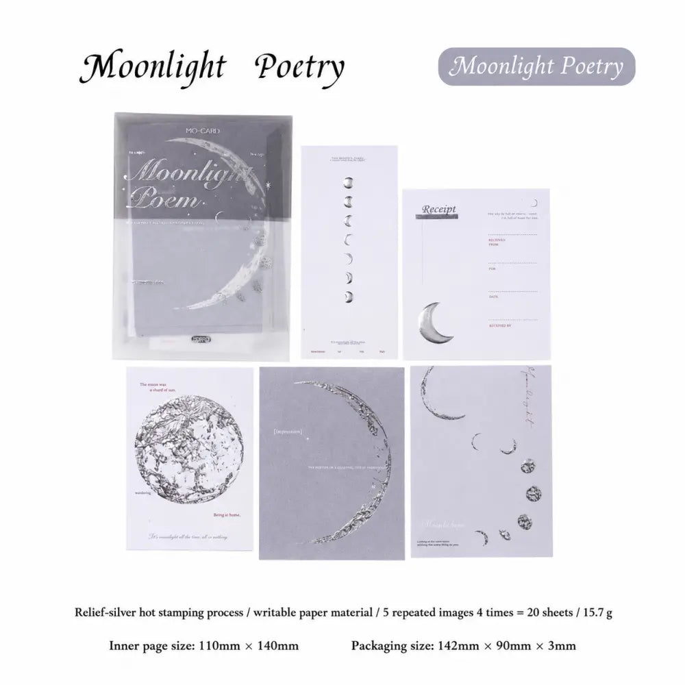 Moonlight Poetry Moonlight Dream memo pad style with moon and night paper pages for journals.