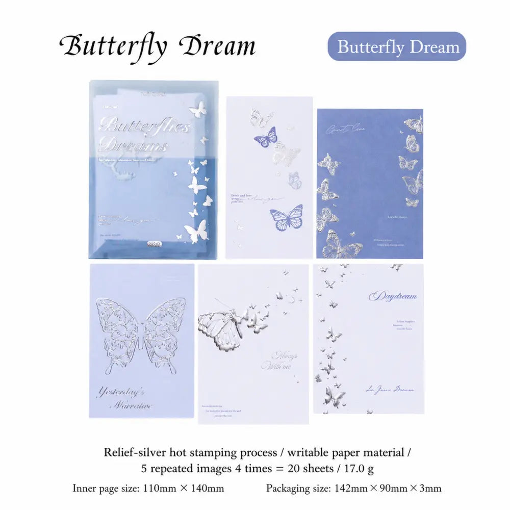 Butterfly Dream Moonlight Dream memo pad style with soft butterfly pages for journals.