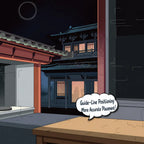 Moonlit Hundred-Ghost Curio Town backdrop scene showing guide-line positioning for more accurate sticker placement