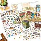 Mouse Food Street 3D Scene Sticker Kit with scene card and detailed PET sticker pieces