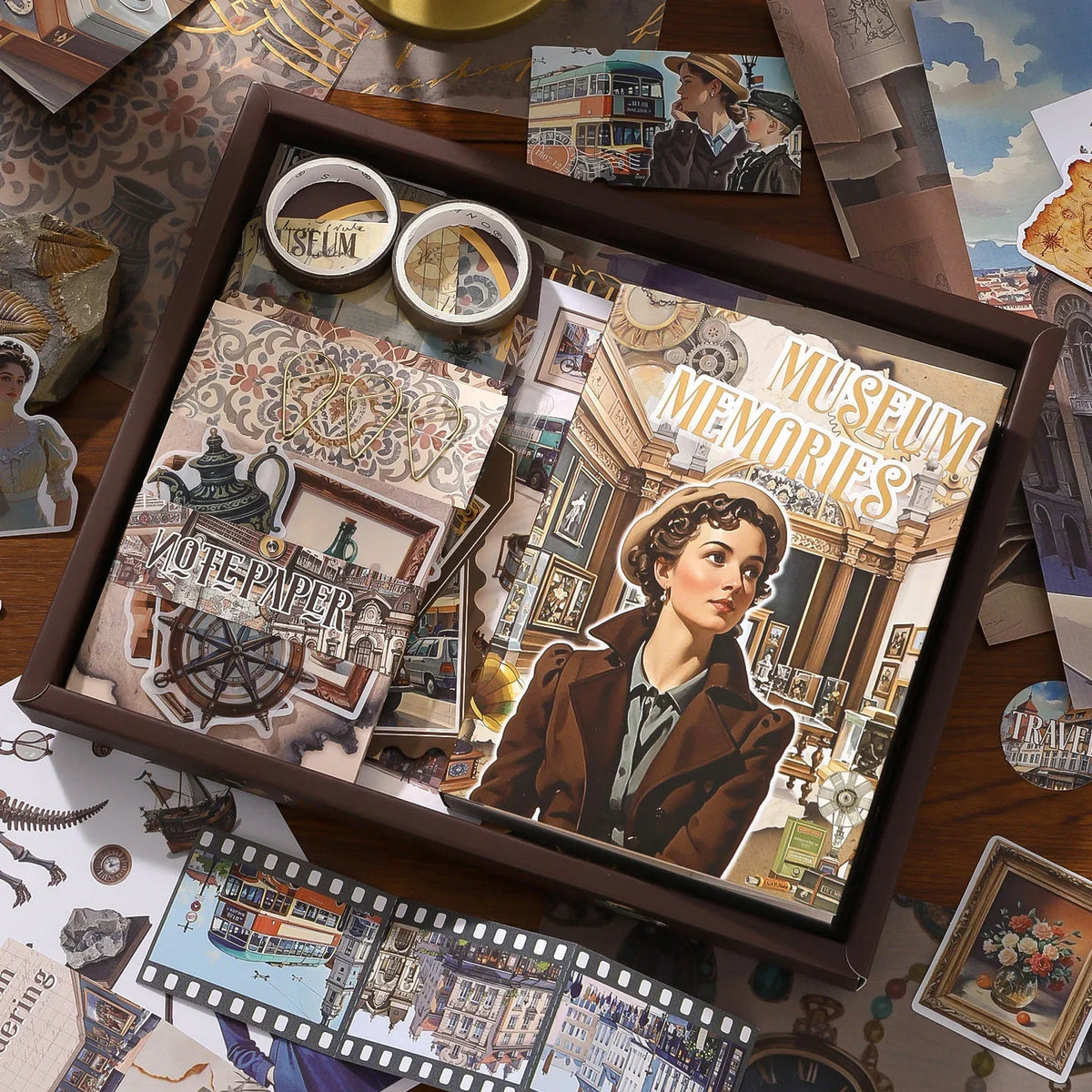 Museum Reverie Junk Journal Kit gallery image 1 showing vintage-inspired papers, stickers, and ephemera for junk journaling, scrapbooking, and collage