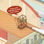 Close-up of a museum display sticker placed on the scene card with built-in stand support