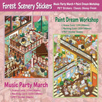 Music Party March and Paint Dream Workshop 3D scene sticker kit set overview showing the two scene styles
