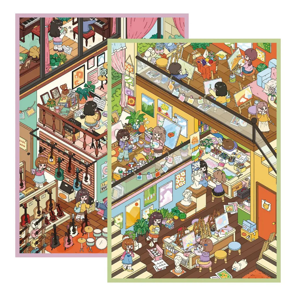 Preview of the Music Party March and Paint Dream Workshop finished 3D scene sticker designs