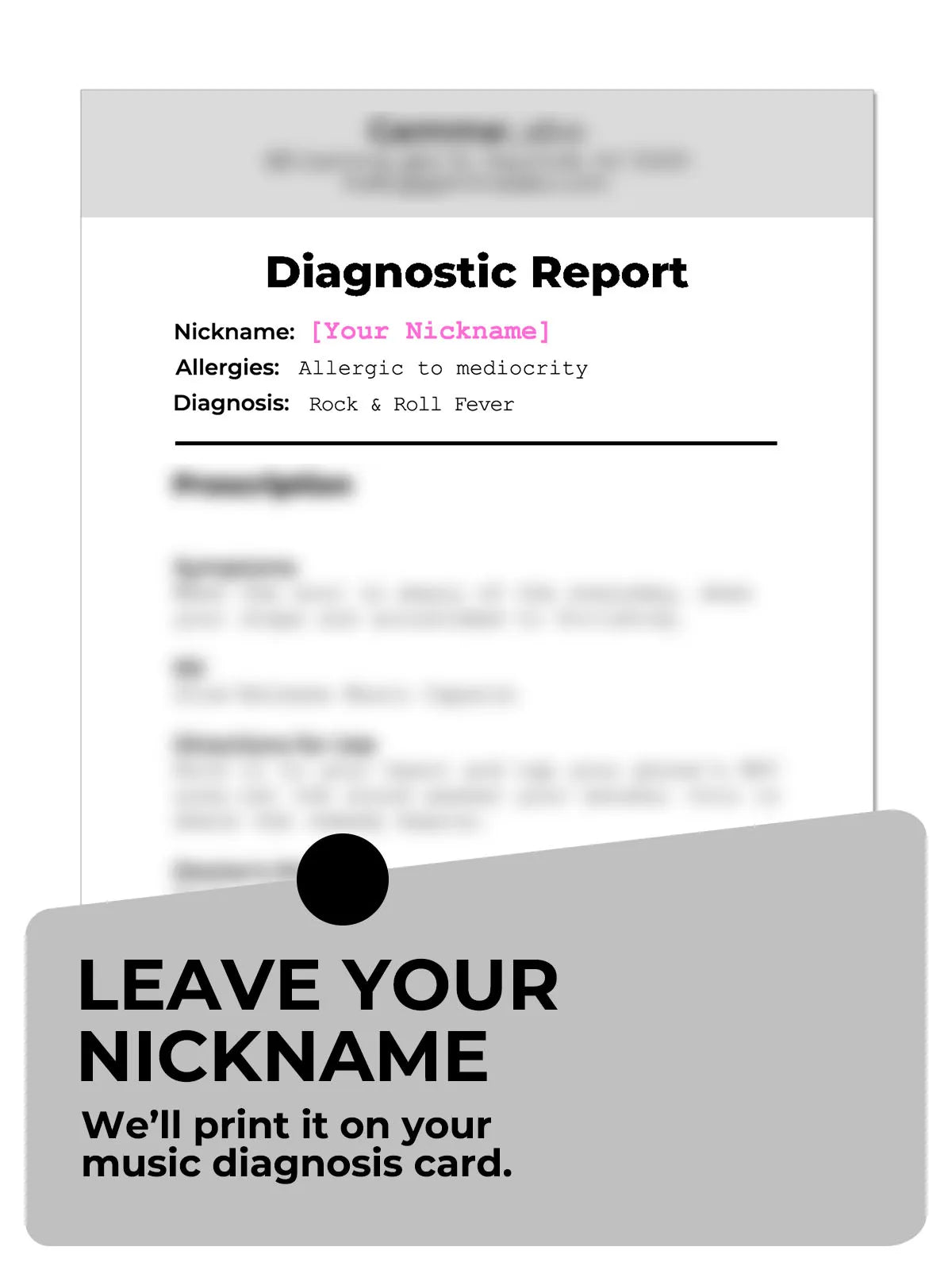 Personalized music diagnosis report card with nickname for red capsule NFC necklace
