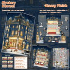 Mystery Hotel 3D scene sticker kit contents with scene card, PET sticker sheets, analysis guide, reference card, and step-by-step guide