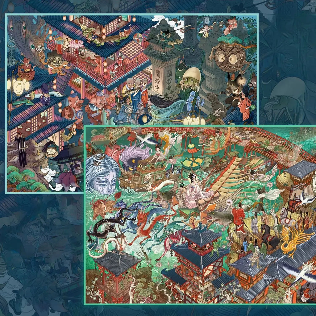 Mythic Chinese 3D scene sticker kit set with Lanruo Shadows and Luo Goddess fantasy scenes