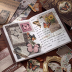 Nature's Whisper Junk Journal Kit gallery image 2 showing earthy botanical papers, stickers, and vintage-style ephemera for junk journaling and collage