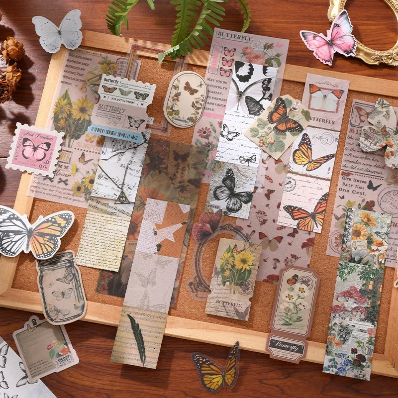 Nature's Whisper Junk Journal Kit gallery image 4 showing earthy botanical papers, stickers, and vintage-style ephemera for junk journaling and collage