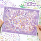 Old Dream of Southern France purple garden scene sticker kit finished display