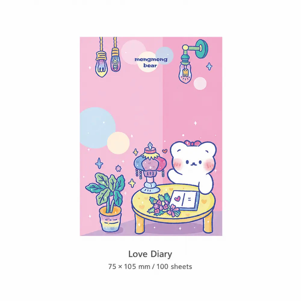 Love Diary Pastel Animal Notes memo pad style with cute animal page layout for journals.