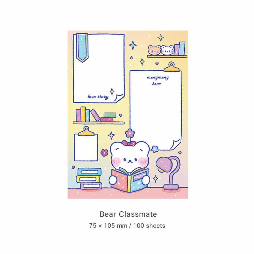 Bear Classmate Pastel Animal Notes memo pad style with classroom bear artwork for planners.