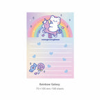 Rainbow Galaxy Pastel Animal Notes memo pad style with rainbow character pages for journals.