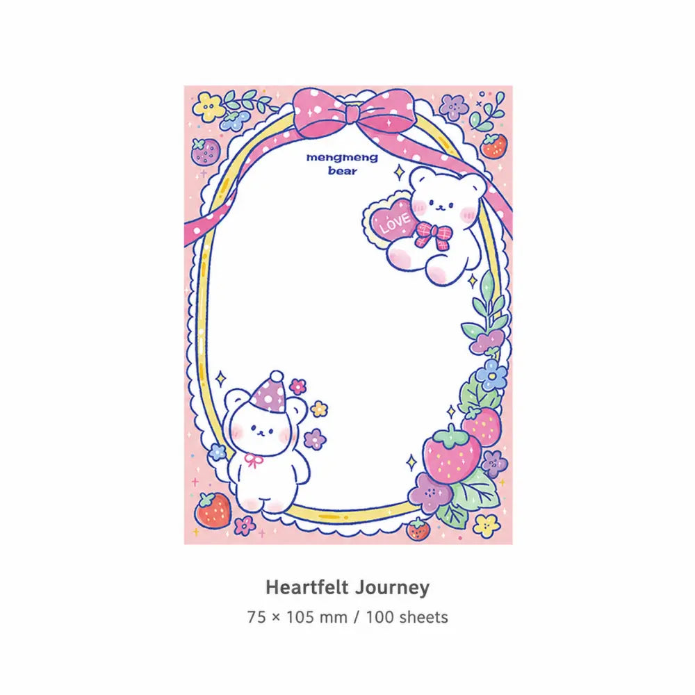 Heartfelt Journey Pastel Animal Notes memo pad style with colorful framed page for scrapbook notes.