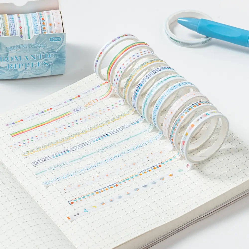 Pastel Dreamscape mini washi tape roll and pattern detail