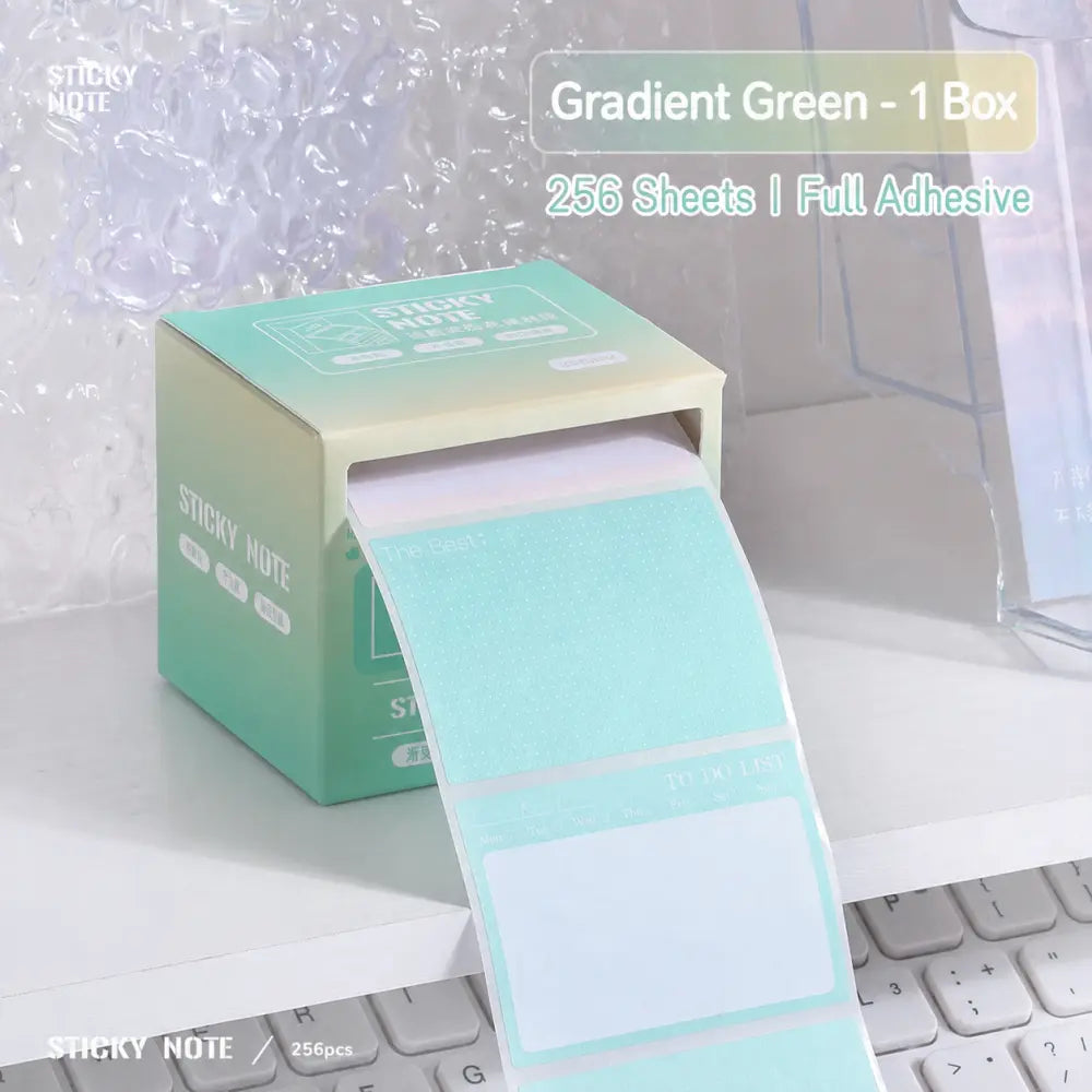 Gradient Green Pastel Pull-Out Roll sticky notes refill style for creative notes, planners, and journals.
