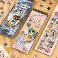 Patchwork Cat Journaling Sticker Set with Cloudside Meadow and Midnight Cowboy styles