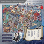 Peach Blossom Time Atlas 3D scene sticker kit with a large ancient and modern city scene