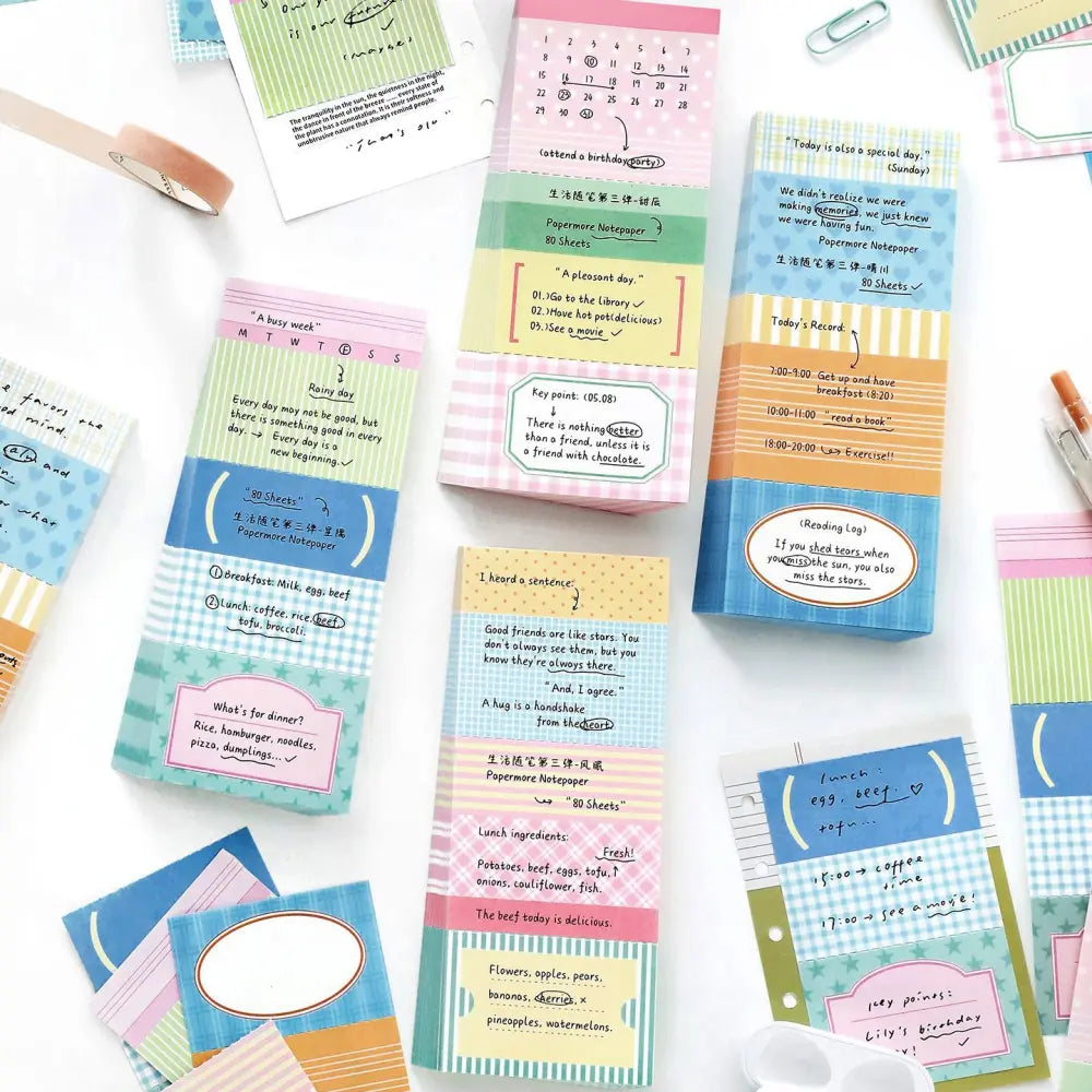 Planner Ticket memo pad All 4 Styles set with colorful ticket-style pages for planners and journals.
