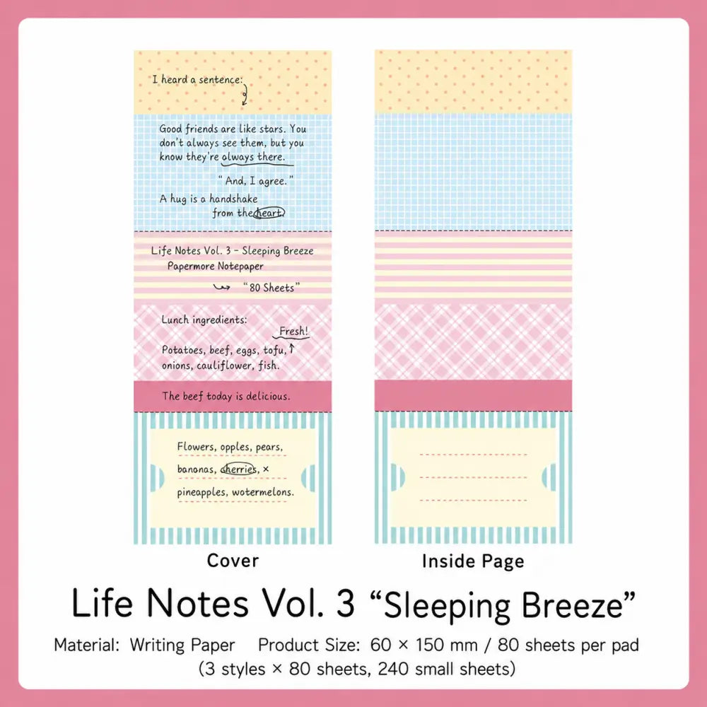 Sleeping Breeze Planner Ticket memo pad style with soft ticket pages for scrapbook notes.