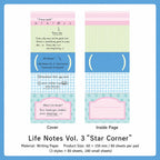 Star Corner Planner Ticket memo pad style with blue ticket pages for journaling and labels.