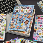 Poem Drops journaling sticker set with sticker book cover and assorted aesthetic stickers