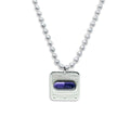 Y3K purple capsule NFC silver necklace on white background