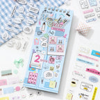 Quiet Notes Journaling Sticker Book with blue cover displayed among memo and speech bubble stickers