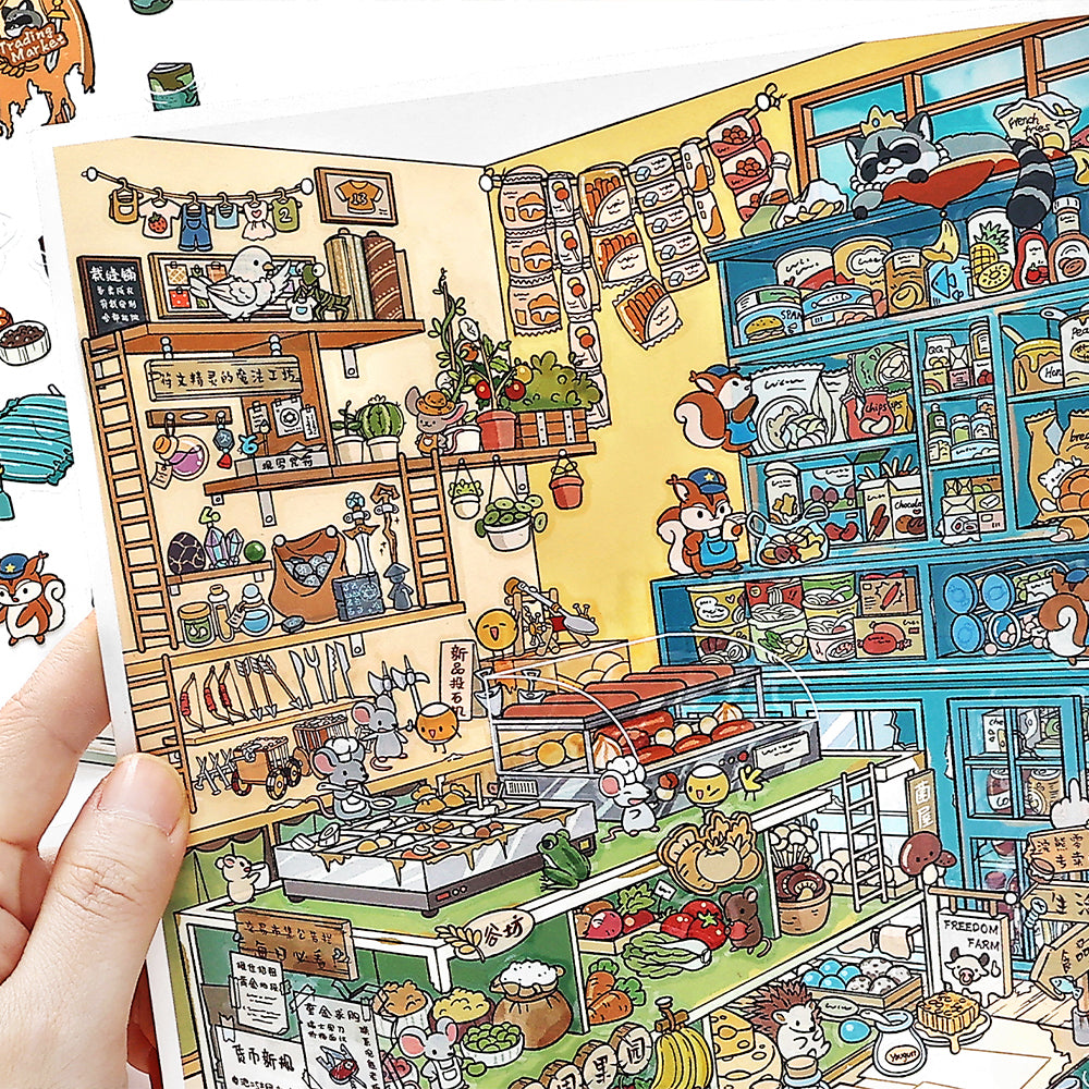 Close-up of the Raccoon Shopkeeper’s Market 3D-look miniature food market scene