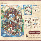 Republican Reverie 3D Scene Sticker Kit details showing finished display, scene backboard, and PVC sticker sheets