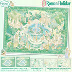 Roman Holiday scene sticker kit with double-sided scene card, display card, and three PET sticker sheets