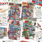 Roman Hotel 3D Scene Sticker Kit Set with four miniature hotel scene themes and PET sticker pieces