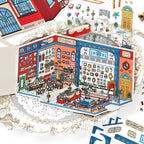 Finished Roman Hotel Auction House miniature scene with gallery walls, furniture, and decor stickers